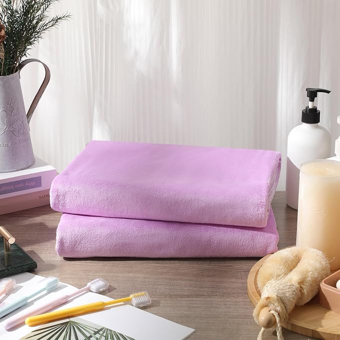 Mixweer 2 Pcs Oversized Bath Towels, 40 x 80 Inch Giant Microfiber Jumbo Bath Sheets Ultra Soft Bathroom Microfiber Quick Dry Absorbent Shower Towels for Spa Camping Beach (Lilac)
