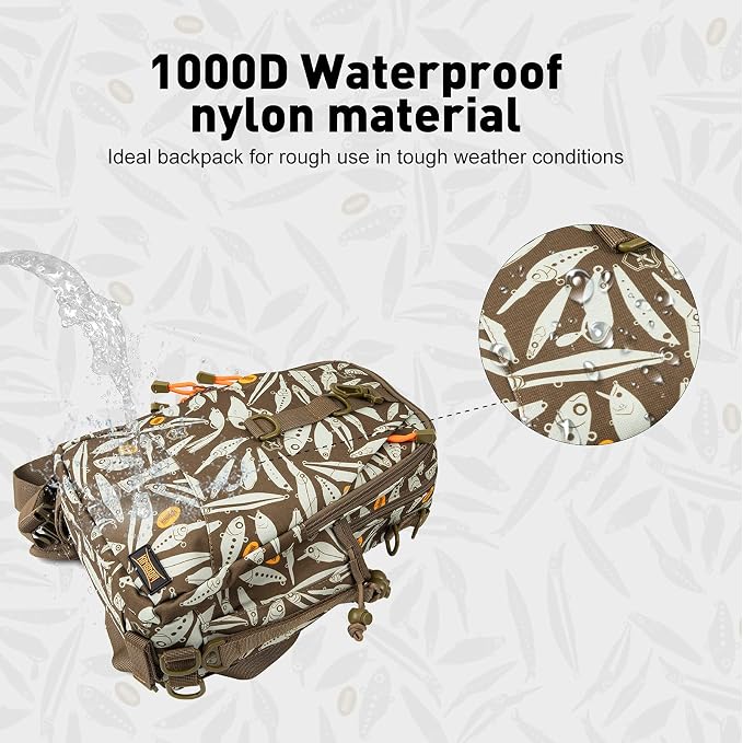 KINGDOM Fishing Tackle Storage Bag With Fishing lure Box, Water-Resistant Fishing Backpack with Rod Holder, Fishing Gear Bag