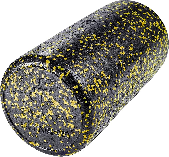 Day 1 Fitness High Density Muscle Foam Rollers - Sports Massage Rollers for Stretching, Physical Therapy, Deep Tissue, Myofascial Release - Ideal for Exercise and Pain Relief - Speckled Yellow, 12”