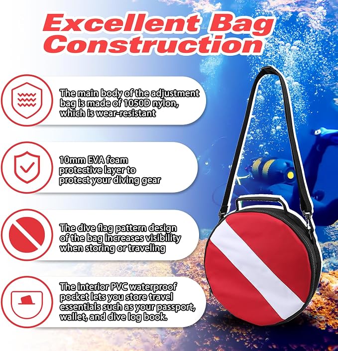 Portable Scuba Regulator Bag, Professional Diving Travel Bags Protective Gear Carry Handbag with Adjustable Shoulder Strap for Divers
