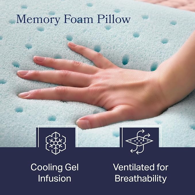 Weekender Cooling Gel Memory Foam Pillows for Sleeping – King Size, Set of 2, Ventilated Cooling Pillows for Side & Back Sleepers, Neck & Shoulder Support, Medium Firm, Washable Cover