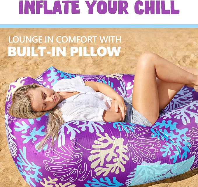 AlphaBeing Inflatable Lounger Beach Chair Accessories, Air Sofa Hammock Inflatable Couch for Camping Backyard Lakeside with Compression Sacks, Ideal Outdoor Gifts for Adults