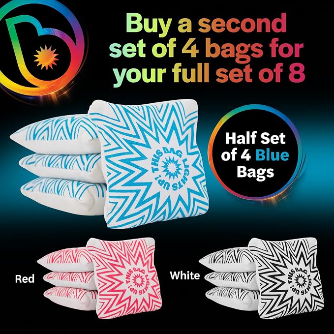 Brightz BagBrightz LED Cornhole Bags, 4-Pack - Cornhole Bean Bags That Light Up - Next Level Gameplay Experience! - 6+ Hours of Glow Time - Sold in Packs of 4 - Select Your Team Colors!