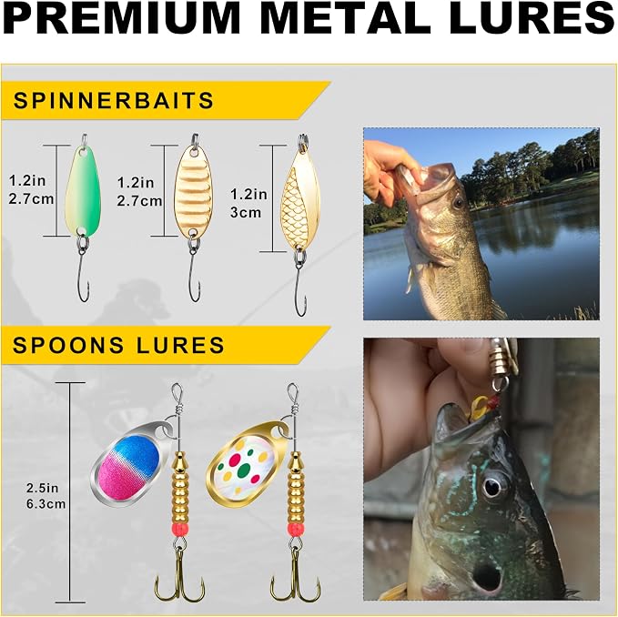GOTOUR 128/209/240/265pcs Fishing Lures Kit with Tackle Box, All-in-1 Fishing Accessories Gear Set with Soft Lure, Minnow, Crankbait, Hooks, Sinkers, and Terminal Tackle Kit, Fishing Gifts for Men