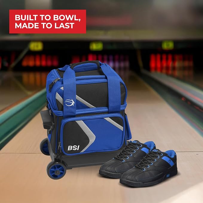 BSI Dash Roller Bowling Bag with Smooth Rolling Wheels, Padded Ball Compartment, Retractable Locking Handle, & Shoe Pocket