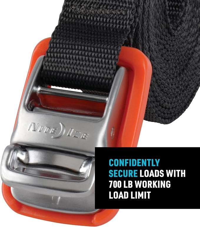 Nite Ize CamJam Tie Down Strap - Tie Down Ratchet Straps - Straps for Trucks & Cars - Tie Downs for Luggage & Gear - 12 ft Strap, Orange (Pack of 2)