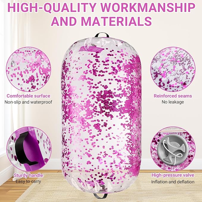 Estgora Gymnastics Barrel Inflatable Tumbling Air Roller, Gymnastic Tumble Equipment for Kids Home Use Back Handspring Trainer Octagon Tumbler Chearleeding Mat With Electric Pump