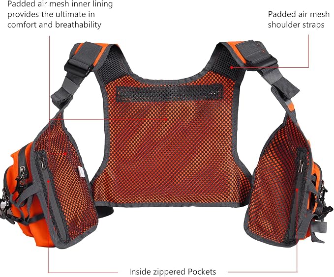 BASSDASH FV08 Ultra Lightweight Fly Fishing Vest for Men and Women Portable Chest Pack