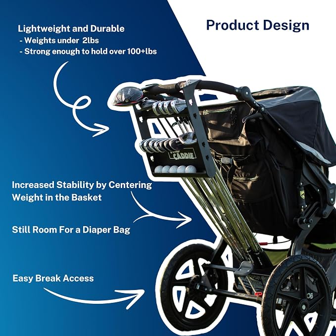 Golf Stroller Attachment - Easy Setup, Universal Fit, Golf Club Holder for Strollers, Introduces Kids to Golf, Encourages Early Golf Skills, Perfect Golf Gift for Parents