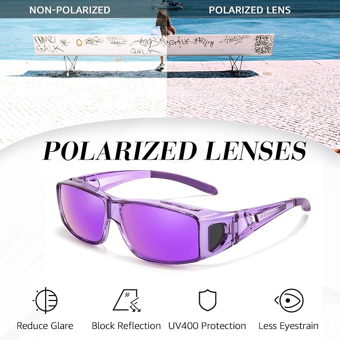 LVIOE Over Glasses Sunglasses Wrap Around Polarized Sunglasses for Men Women Fit Over Prescription Glasses with UV Protection