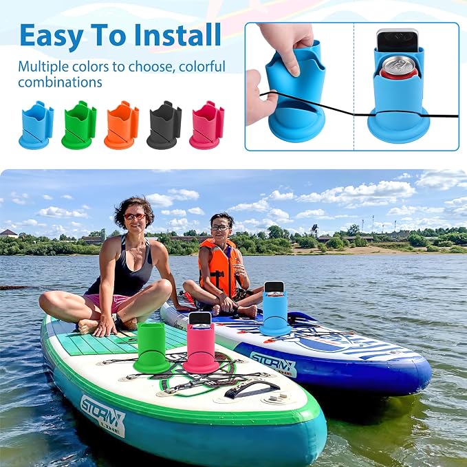 2Pack Paddleboard Cup Holder, Paddle Board and Kayak Drink Holder, 2-in-1 Drink & Phone Holder, Paddleboard Accessory for Surfboards, Canoes, SUPs, Kayaks, Boats (Blue)