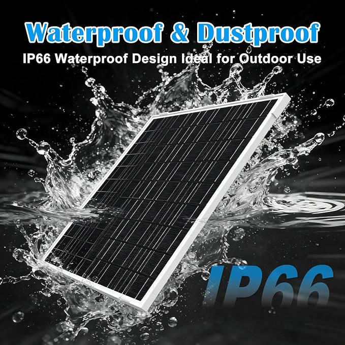 20Watt Solar Panel Kit with Built-in 31200mAh Battery Output: 12V/1A Features 9.8ft DC 5.5 * 2.1mm Ports Compatible with Security Cameras, Outdoor Lights & More