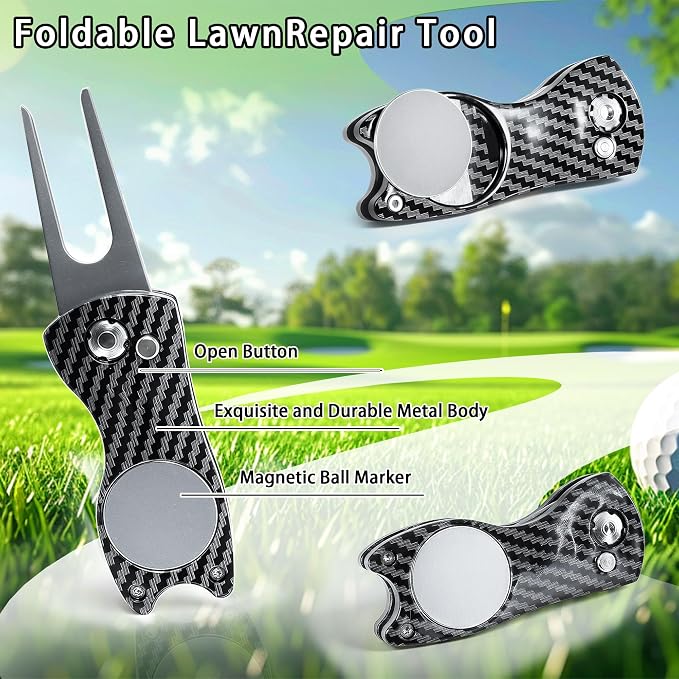 Golf Cleaning Kit Accessories,Golf Club Ball Cleaning Bag,Gift for Christmas,Club Ball Cleaning Bag,Club Brush with Water,Divot Repair Tool,Club Sharpener-Gifts for Men&Women