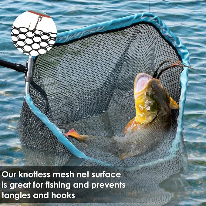 THKFISH Carbon Fiber Fishing Net - Long Handle, Portable Telescopic Landing Net - 27 to 157.5 Inch - Aluminum Mesh Frame Rubber Coated