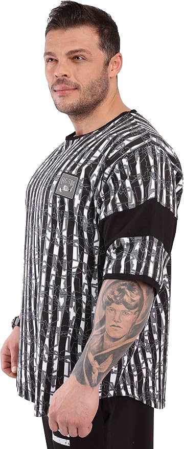 Men's T-Shirt Oversize | Bodybuilding and Fitness Workout Rag Top, Cotton Active Wear Shirt