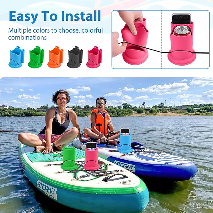 Paddleboard Cup Holder, Paddle Board and Kayak Drink Holder, 2-in-1 Drink & Phone Holder, Paddleboard Accessory for Surfboards, Canoes, SUPs, Kayaks, Boats (Red)