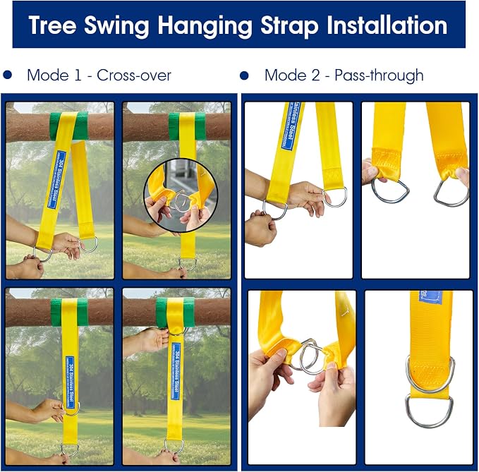 Safe Tree Swing Straps Hanging Kit with Two Alloy Carabiners 2,200lb Breaking Strength Easy and Fast Installation Swings or Hammocks (20ft)