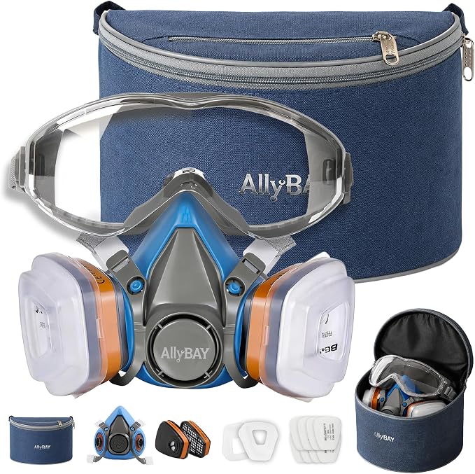 Reusable Respirator Mask with A1 & P2 Filters for Dust,Gas,Painting, Woodworking, Sanding, Construction,Clearning