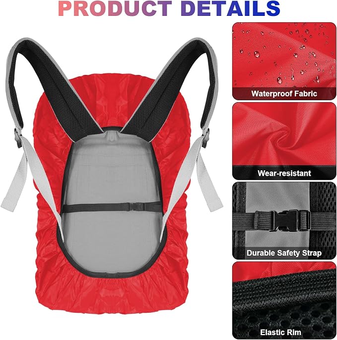 LAMA 2 Pack Waterproof Rain Cover for Backpack, Reflective Rucksack Rain Cover for Anti-Dust/Anti-Theft/Bicycling/Hiking/Camping/Traveling,M Size (for 30L-40L Backpack), 1 Pcs Dark Blue + 1 Pcs Red