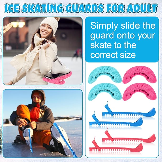 Liliful 8 Pcs Skate Guards Skate Blade Protector Covers Towel Ice Inline Bag Set Ice Guards for Adult Hockey Winter Supply