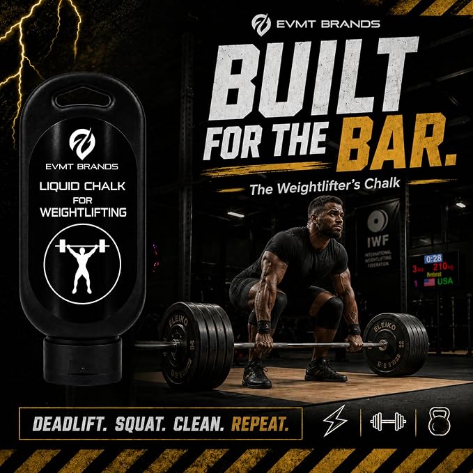 EVMT Brands Liquid Chalk, Mess Free Gym Chalk for Weightlifting, Gymnastics, Rock Climbing, Dancing. Sweat Resistant and Long Lasting for Stronger Grip.