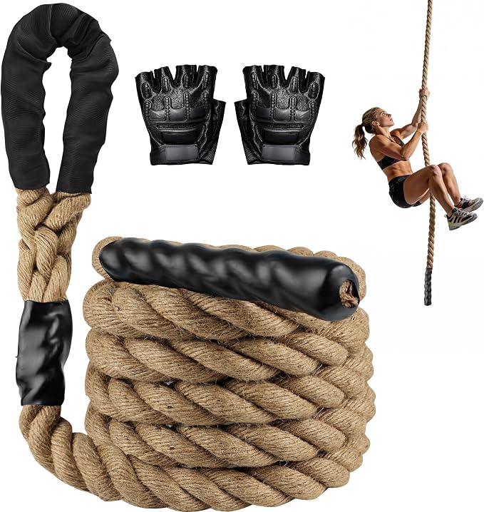 Climbing Rope 1.5 Inch Diameter - 10FT / 15FT Heavy Duty Gym Climbing Rope for Fitness & Strength Training Professional Workout Rope for Adults & Kids - Ideal for Home Gym, Outdoor & Indoor Exercises
