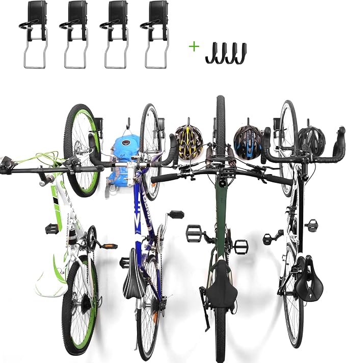 Heavy Duty Wall Mount Bicycle Holder/Hanger/Hook Bicycle Storage for Garage/House, Bike Accessories, Holds up to 110 lbs, 4 Pack