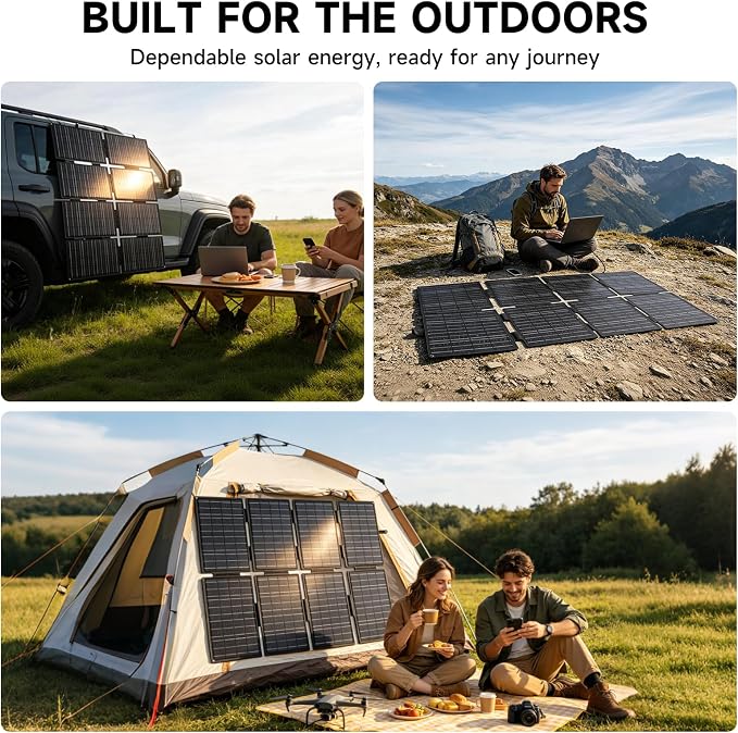 ALLPOWERS SE160 160W 18V Portable Solar Panel for Power Stations, 23% High Conversion Efficiency, Foldable Solar Charger, IP68 Waterproof Solar Generator for Outdoor Camping RV Off Grid System