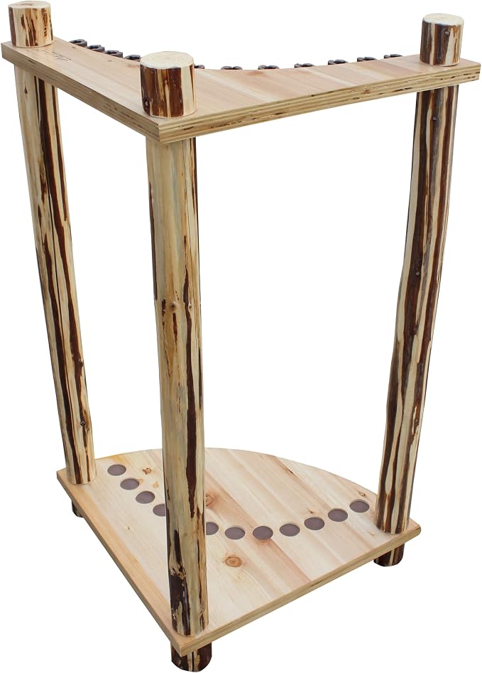 Corner Log 12 Fishing Rod Rack, Rustic