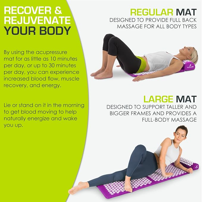 ProsourceFit Acupressure Mat and Pillow Set for Back/Neck Pain Relief and Muscle Relaxation