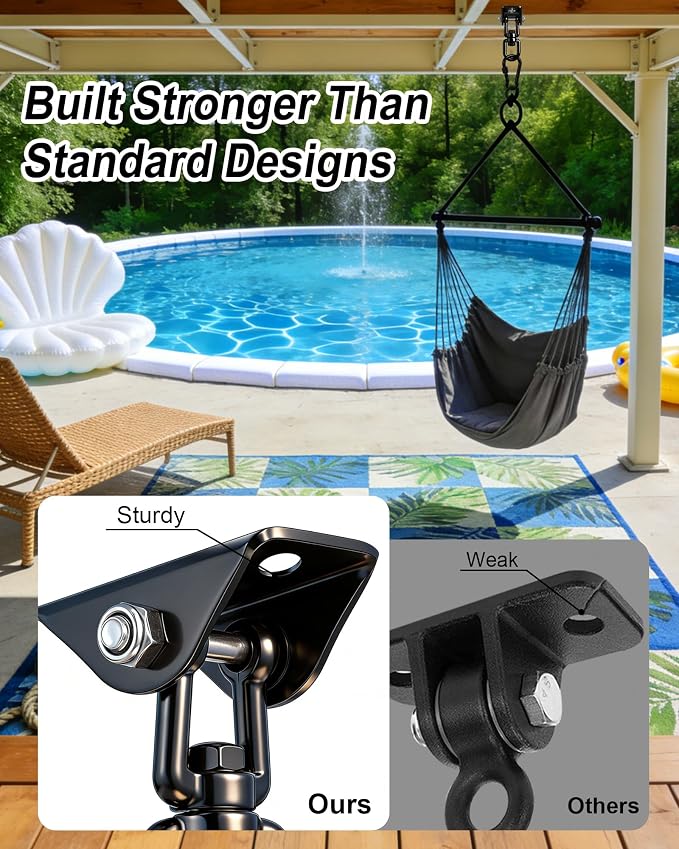 Yose Porch Swing Hanging Kit Heavy Duty 1000lbs Stainless Steel, Easy to Install Swing Hardware with Ceiling Hooks and Hammock Hooks, Complete Swing Set Accessories for Indoor Outdoor Patio Garage