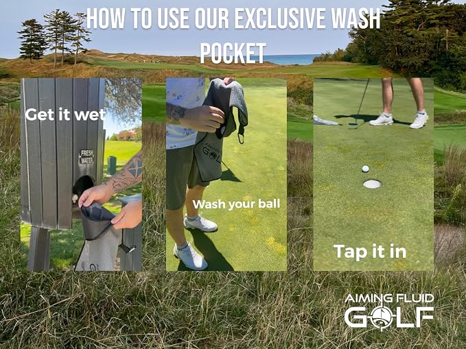 Multi-Function Magnetic Golf Towel I Exclusive Wash Pocket I Magna-Anchor Technology I Scrub Pad and Premium Golf Divot Repair Tool with Magnetic Ball Marker