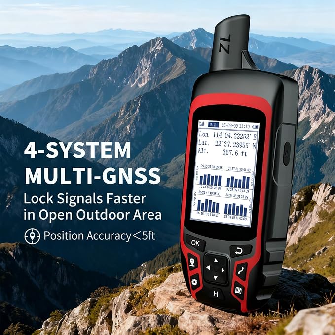 A6 Handheld GPS for Hiking, Multi GNSS Support, Rugged and Compact GPS Navigator with 2.4" Color Screen, 20 Hours Battery Life for Hiking and All Outdoor Activities
