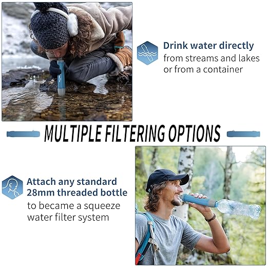 Yuclet 4 Pack Water Filter Straw, Portable Personal Water Filtration System, Water Purifier Survival, Emergency Preparedness for Camping Hiking Drinking Travel Hunting and Family Outing