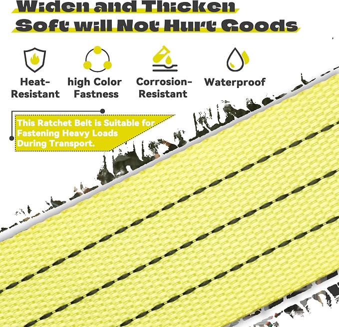 E Track Ratchet Straps Tie Down Strap (8-Pack), 2in×15ft Heavy Duty Tie Down Cargo Straps，4400 LBS Breaking Strength E Track Trailer Tire Straps for Tires Motorcycles Tailers Loads, Yellow.
