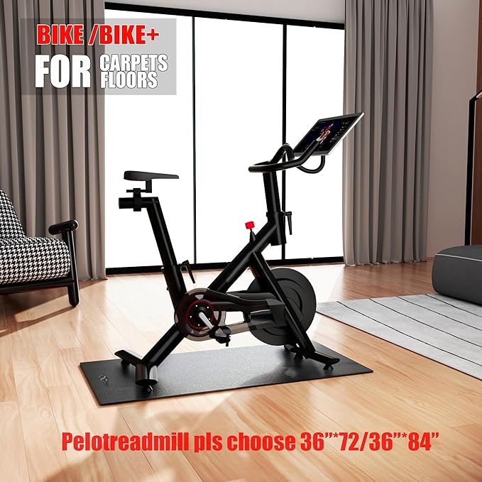 Cycleclub Bike Mat Compatible with Peloton Bike,Elliptical,Treadmill Mat, 6mm Thick, Under Exercise Bike Trainer Pad for Indoor Stationary Spin Bike Gym Equipment Hardwood Floor Carpet Protector