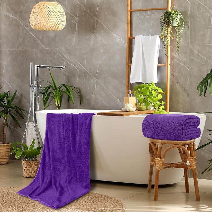 SmoothNovelty 2 Pack Bath Sheets 40 x 80 Inch Oversized Jumbo Extra Large Towels Quick Dry Coral Fleece Absorbent Soft Lightweight XL Shower Towels for Home Gym Travel Beach Spa Pool Hotel (Purple)