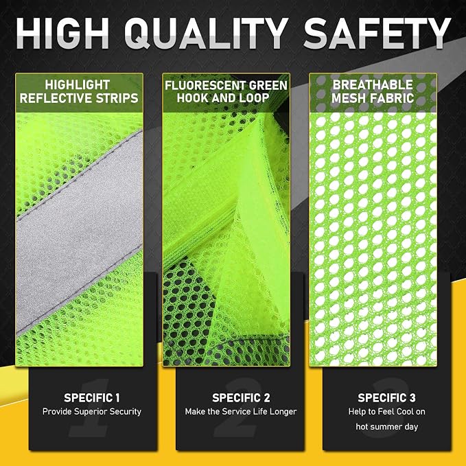 Unittype Reflective Safety Vests Hi Vis Work Vest Mesh High Visibility Silver Strip Adjustable Size for Men Women Outdoor