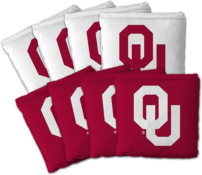 YouTheFan Officially-Licensed NCAA Set of 8 Cornhole Bags - All Weather Dual Sided Slide & Stop - Regulation Size with Carry case