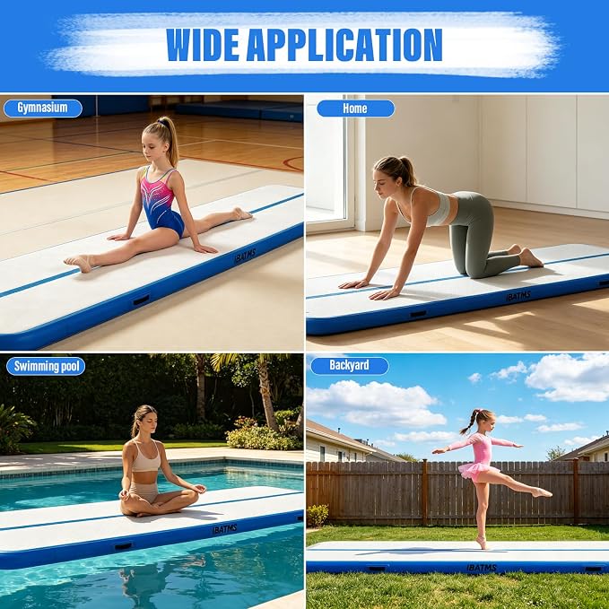 IBATMS Air Tumbling Mat Track 10/13/16/20ft, Inflatable Gymnastics Mat