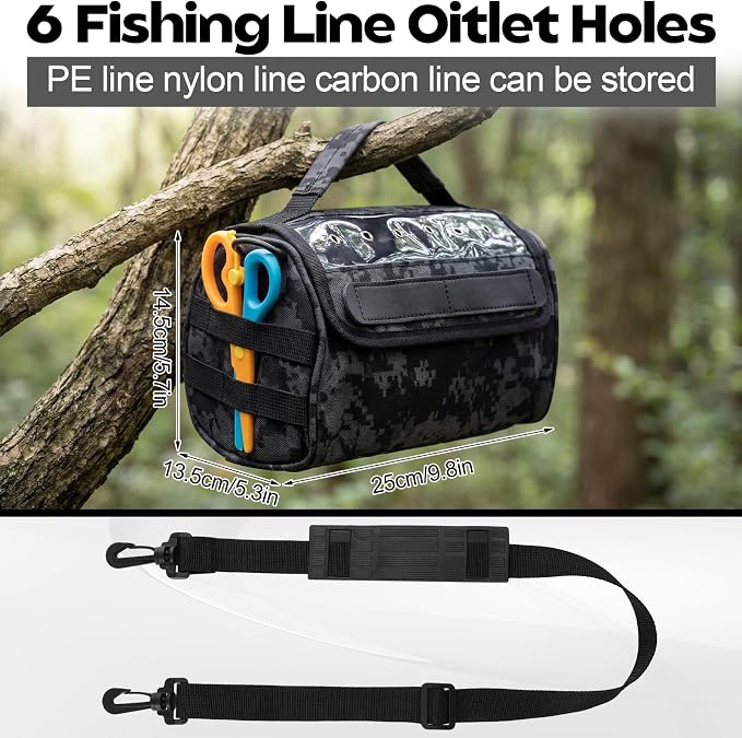 2 Pcs Fishing Line Storage Bag Tangle-free Line Management Bag for Father Gifts Clear View Window Water Resistant Removable Divider Leader Lines Holder Fishing Spool Organization