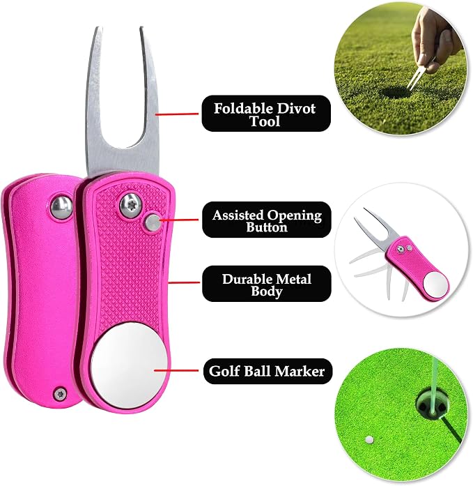 Golf Essentials Kit | Must-Have Accessories – Water Brush, Towel, Club Brush, Ball Marker, Divot Repair Tool, Ball & Tee Holder, Golf Gifts for Men & Women