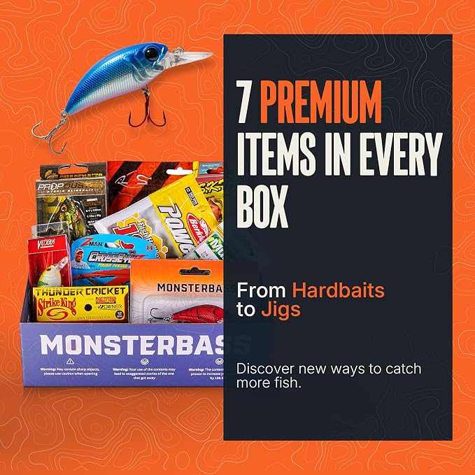 Mystery Fishing Tackle Box, Bass Fishing Kit, 7 Premium Topwater Lures | Includes Frog, Popper, Buzzbait and More Topwater Lures. Ideal for Freshwater Bass Anglers and Fishing Enthusiasts