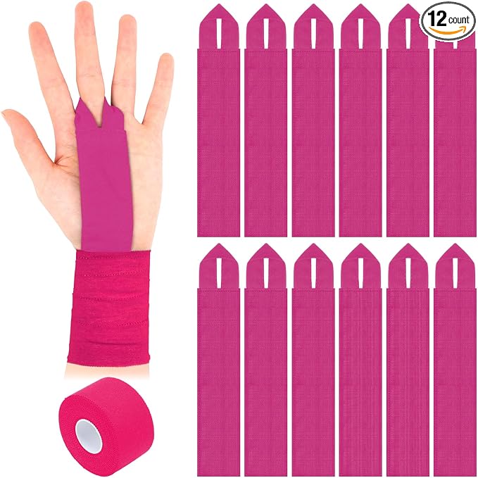 12 Pcs Gymnastics Tape Grips and 1 Roll Athletic Tape for Gymnastics Bars Reusable Athletic Grips Strong Support Wrist Ankle Knee Guards Protector Sport Training Accessories