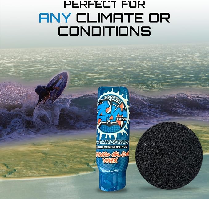 ZUMWax Surfing Skimboard Ceramic Wax, Made in USA, PFAS-Free, Ultra Performance Speed Glide, Durable Eco-Friendly, Secret Vanilla Scent, ANY Temperature Use, Maximum Speed on Sand & Water, 4.5 oz