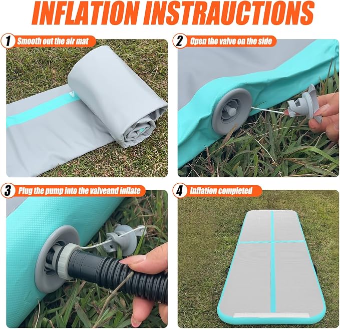 SUDOO Gymnastics Air Mat 10ft/13ft/16ft Inflatable Air Tumble Track Mat 4" Thick Tumbling Mat With Pump or No Pump for Training Tumble Yoga Cheerleading Parkour Beach Water Activities Home Use