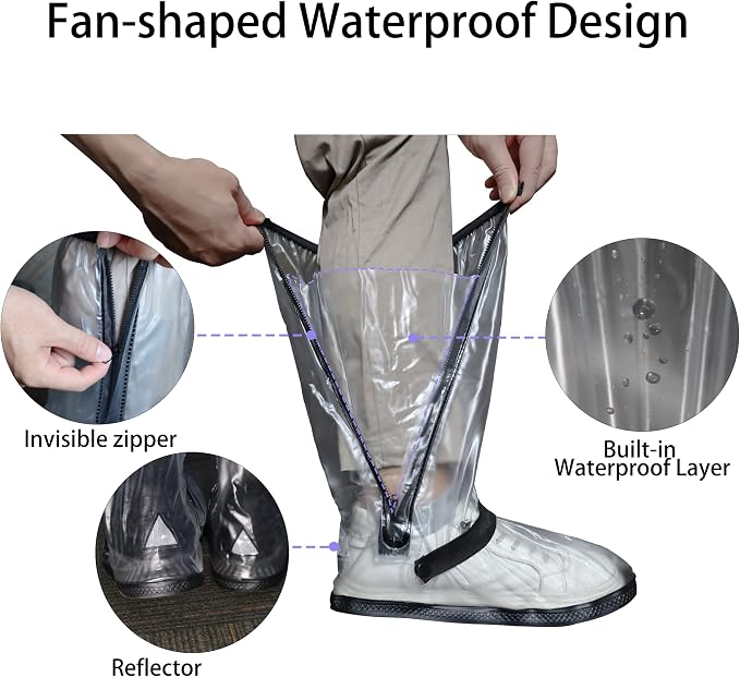 Waterproof Rain Boot Shoe Cover with Reflector Reusable & Foldable