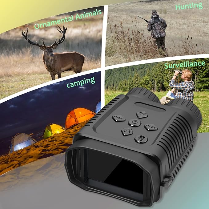 Mini Night Vision Goggles Binocular Camera 1080P 12MP Starlight Distance to 300M with 2.4" TFT for Hunting Hiking Camping Climbing