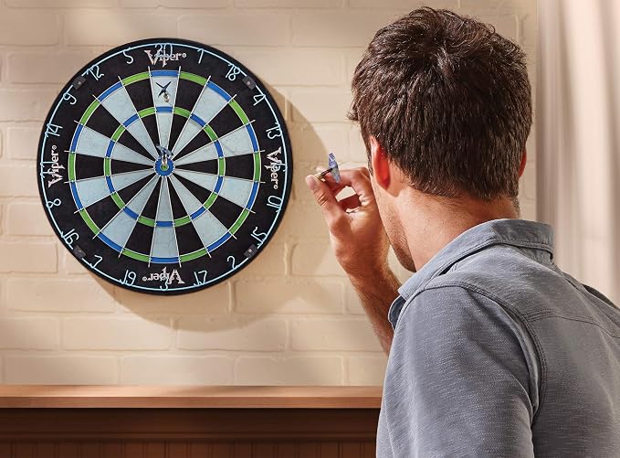 Viper Chroma Tournament Bristle Steel Tip Dartboard Set with Staple-Free Bullseye, Galvanized Metal Triangular Spider Wire for Reduced Bounce Outs; High-Grade Self-Healing Premium Sisal