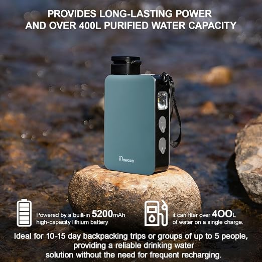 Portable Electric Water Filter Pump, 0.01 Micron Outdoor Camping Water Purifier, Water Filtration System Survival for Hiking, Camping, Travel and Emergency, Best Gifts for Men.